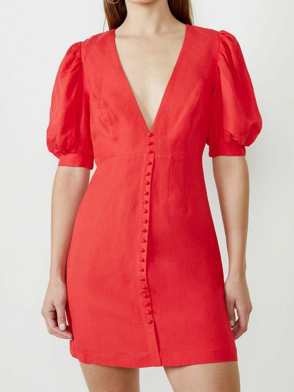Bardot Talullah Mini Dress V-Neck Puff Sleeve
